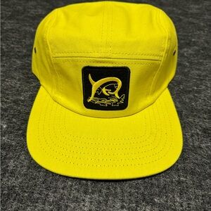 Marlin Fishing 5 Panel Short Bill Strapback Hat Cap Mens Yellow Swordfish New